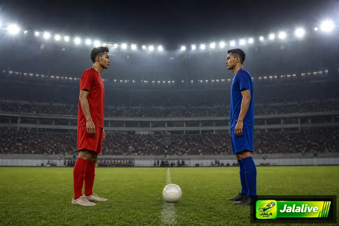 Ilustrasi editorial Arsenal vs Manchester City di Community Shield 2026
