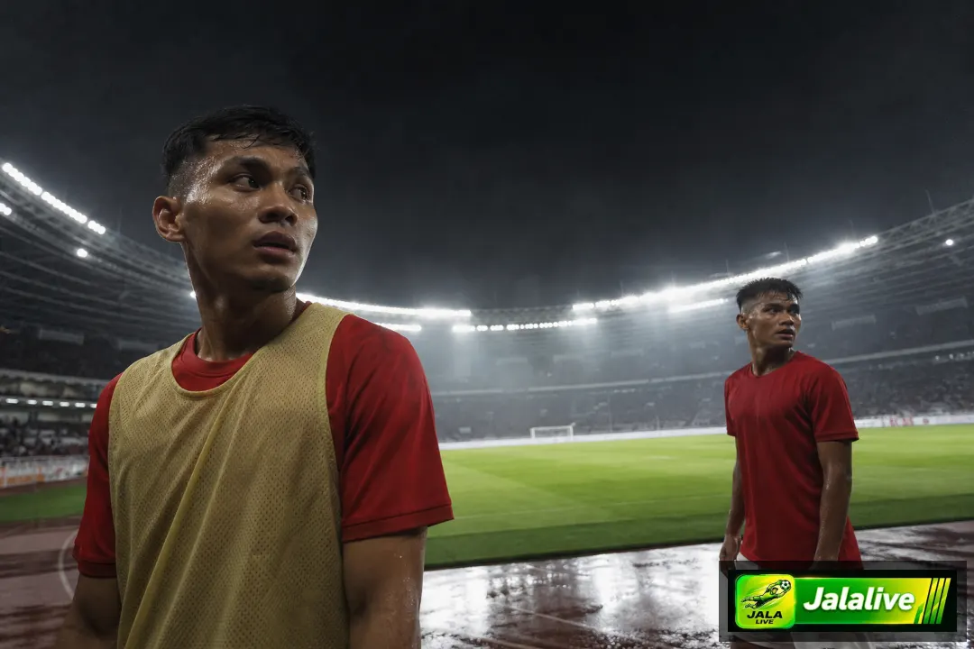 Ilustrasi editorial dua pemain sepak bola di stadion malam menjelang Persijap vs Java United